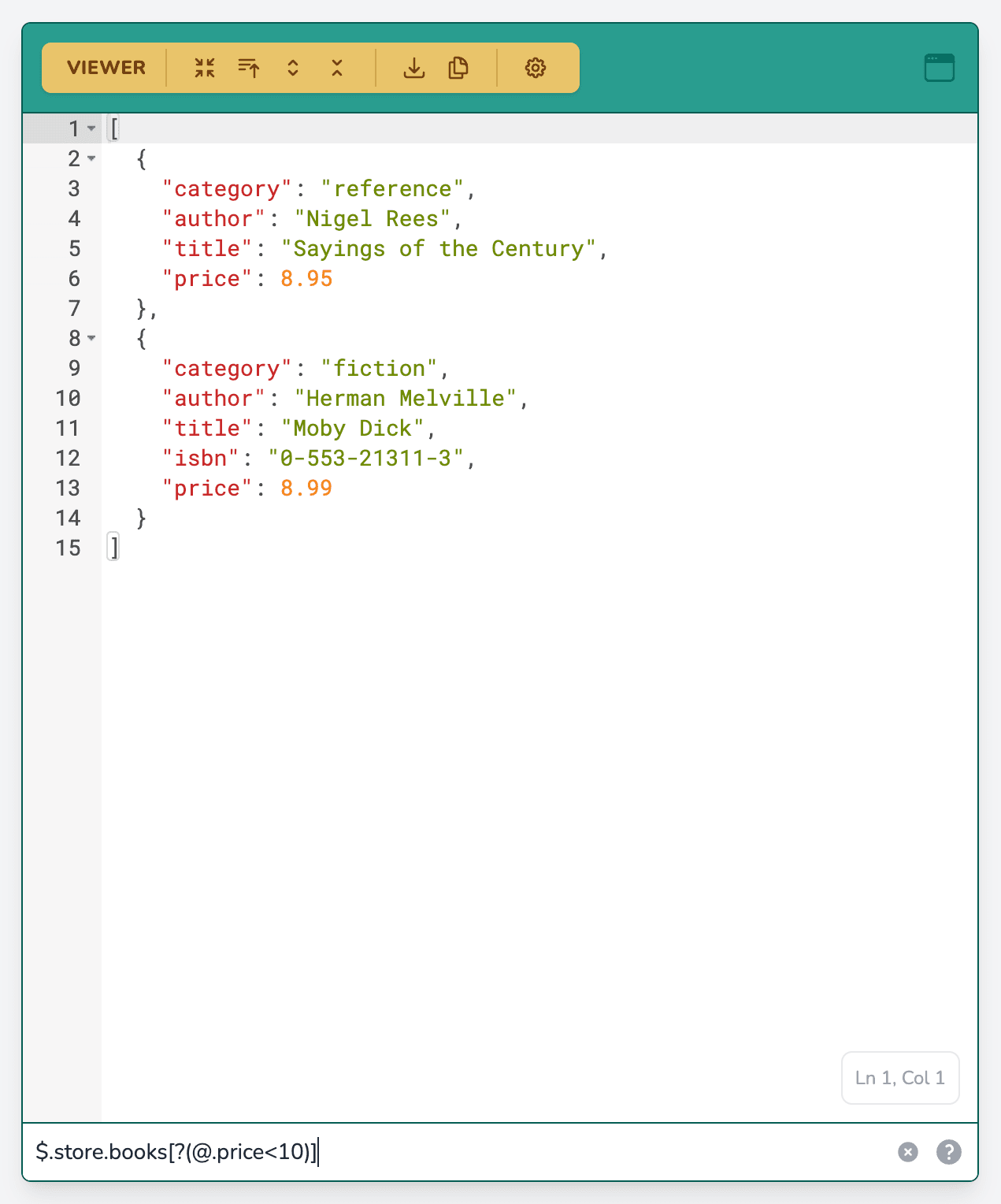 A screenshot of the search functionality on betterjson.com